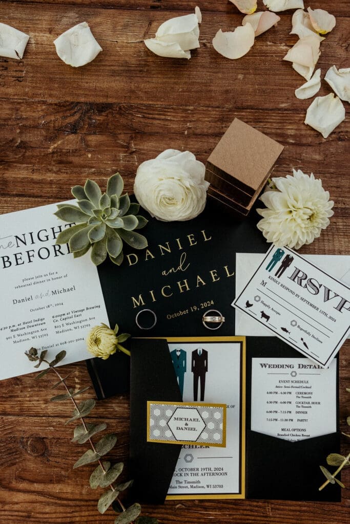 dark wedding invites